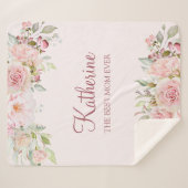 Pastel Roze Roze Bloem Bloem Beste Mam Ooit Sherpa Deken (Voorkant (horizontaal))