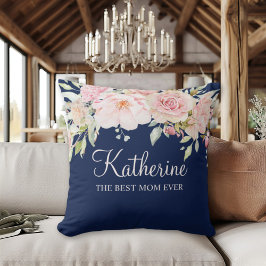 Pastel Roze Roze Bloem Bloem De Beste Mam Ooit Kussen