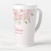Pastel Roze Roze Bloem Bloem De Beste Mam Ooit Latte Mok (Rechterhoek)