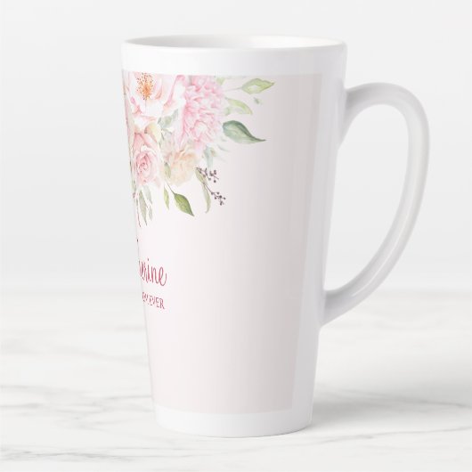 Pastel Roze Roze Bloem Bloem De Beste Mam Ooit Latte Mok (Rechts)