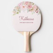 Pastel Roze Roze Bloem Bloem De Beste Mam Ooit Tafeltennisbatje (Voorkant)