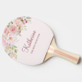 Pastel Roze Roze Bloem Bloem De Beste Mam Ooit Tafeltennisbatje (Zijkant)
