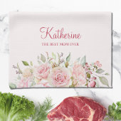 Pastel Roze Roze Bloem Bloem De Beste Mam Ooit Theedoek