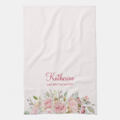 Pastel Roze Roze Bloem Bloem De Beste Mam Ooit Theedoek (Verticaal)