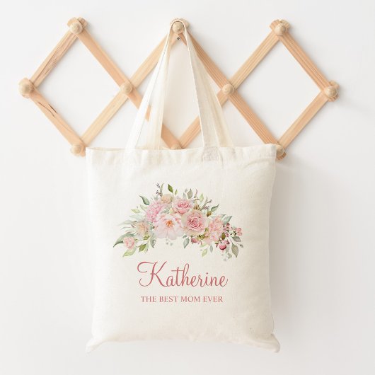 Pastel Roze Roze Bloem Bloem De Beste Mam Ooit Tote Bag