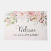 Pastel Roze Roze Bloem Bloemen Welkom Deurmat (Voorkant)