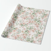 Pastel Roze Roze Bruidsbloemen Cadeaupapier (Uitgerold)