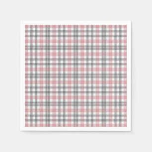 Pastel Roze Roze Grijs Wit Geruit Patroon Servet