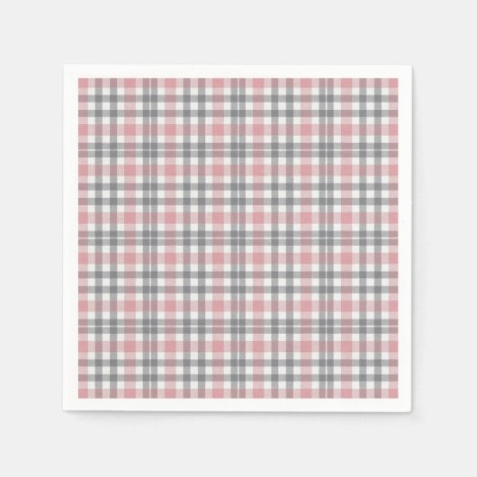 Pastel Roze Roze Grijs Wit Geruit Patroon Servet (Voorkant)