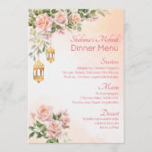 Pastel roze roze roodroos Arabisch lantaarns mehnd Menu (Voorkant)