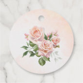 Pastel roze roze rozen, gepersonaliseerd bedankjes labels (Achterkant)