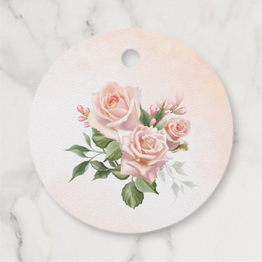 Pastel roze roze rozen, gepersonaliseerd bedankjes labels (Achterkant)