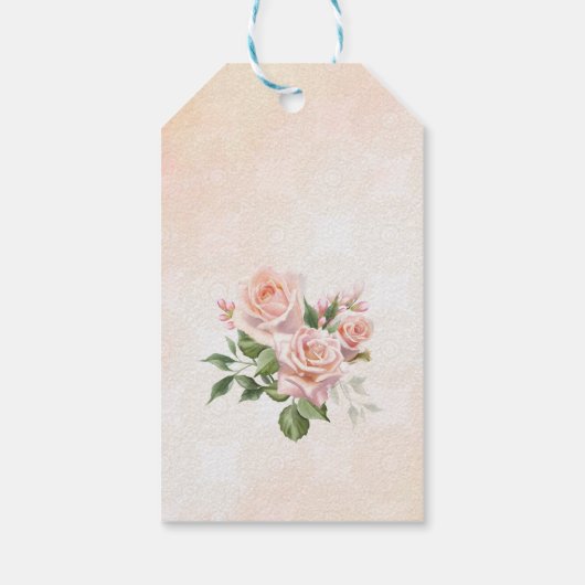 Pastel roze roze rozen met Marokkaanse lantaarns Cadeaulabel (Achterkant)