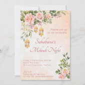 Pastel roze roze rozen met Marokkaanse lantaarns Kaart (Voorkant)