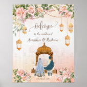 Pastel roze roze rozen met Marokkaanse lantaarns Poster (Voorkant)