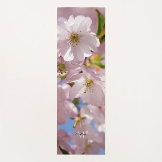 Pastel roze roze rozenbloem bloesem Monogram Yogamat (Voorkant)