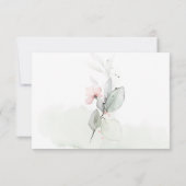 Pastel Roze Rozen Bleekgroene Bladeren Bloemmotief RSVP Kaartje (Achterkant)