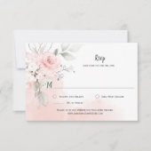 Pastel Roze Rozen Bleekroze Aquarel Wassen RSVP Kaartje (Voorkant)