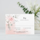 Pastel Roze Rozen Bleekroze Aquarel Wassen RSVP Kaartje (Staand voorkant)
