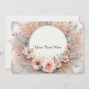 Pastel roze rozen en delicate kant details kaart