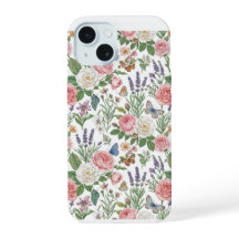 Pastel Roze Rozen en Lavendel Vlinder Vintage F