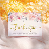 Pastel Roze Rozen & Groen Chique Baby shower Bedankkaart