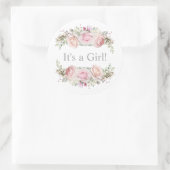 Pastel roze rozen Het is een meisje Ronde Sticker (Tas)