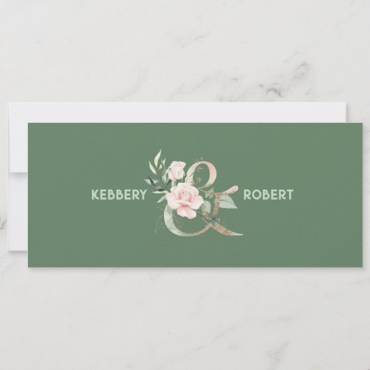 Pastel roze rozen huwelijksmenu frame kaart (Achterkant)