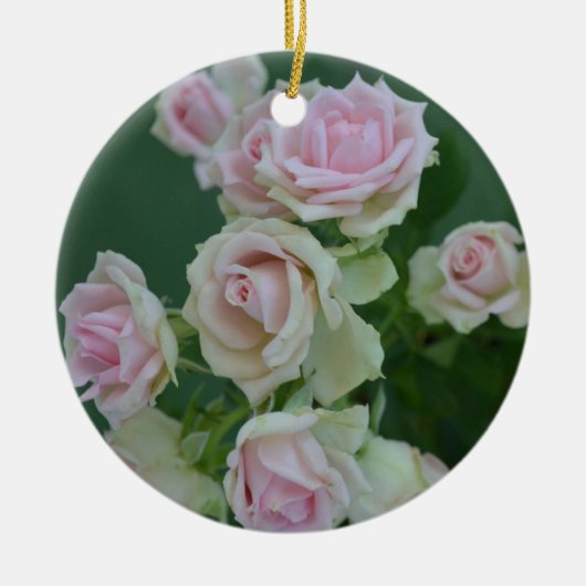 Pastel roze rozen keramisch ornament (Voorkant)