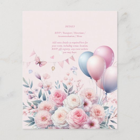 Pastel Roze Rozen Lint Baby Shower Elegant Zachte (Achterkant)