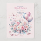 Pastel Roze Rozen Lint Baby Shower Elegant Zachte (Voorkant)