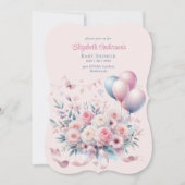 Pastel Roze Rozen Lint Baby Shower Elegant Zachte Kaart (Voorkant)