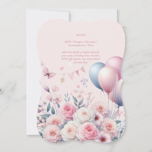 Pastel Roze Rozen Lint Baby Shower Elegant Zachte Kaart (Achterkant)