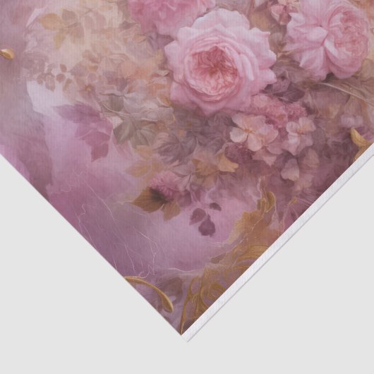  pastel roze rozen met gouden accenten tissuepapier (Detail)