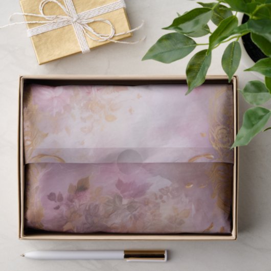  pastel roze rozen met gouden accenten tissuepapier (Geschenk)