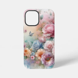  Pastel Roze Rozen met Vlinder iPhone 12 Mini Hoesje