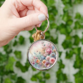  Pastel Roze Rozen met Vlinder Sleutelhanger (Hand)