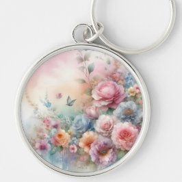  Pastel Roze Rozen met Vlinder Sleutelhanger