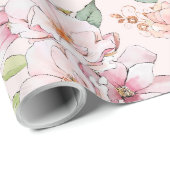 Pastel roze rozen patroon cadeaupapier (Rol Hoek)