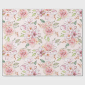 Pastel roze rozen patroon cadeaupapier (Vlak)