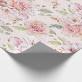 Pastel roze rozen patroon cadeaupapier (Hoek)