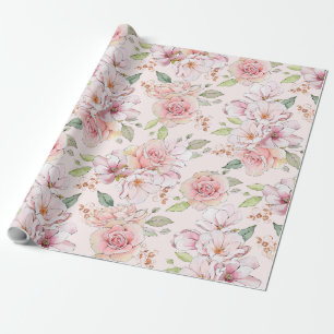 Pastel roze  rozen patroon cadeaupapier