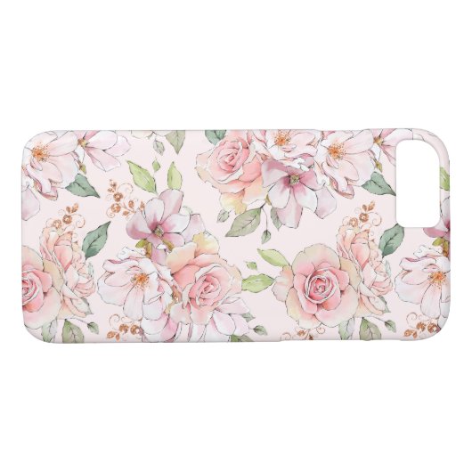 Pastel roze  rozen patroon Case-Mate iPhone case (Achterkant (Horizontaal))