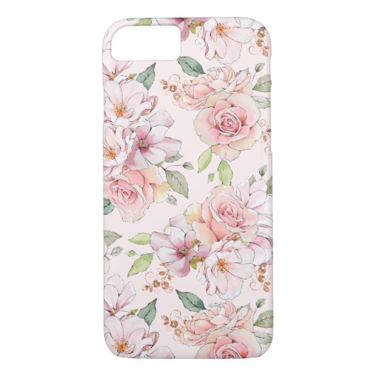 Pastel roze  rozen patroon Case-Mate iPhone case (Achterkant)
