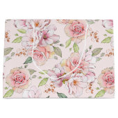 Pastel roze  rozen patroon groot cadeauzakje (Voorkant)
