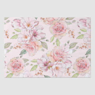 Pastel roze  rozen patroon tissuepapier