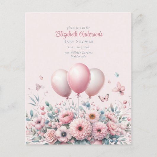 Pastel Roze Rozen Ribbons Baby shower Elegant Soft (Voorkant)