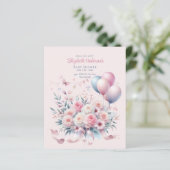 Pastel Roze Rozen Ribbons Baby shower Elegant Soft (Staand voorkant)