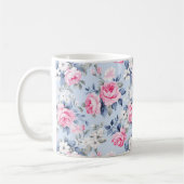 Pastel roze rozen shabby chique bloemenpatroon koffiemok (Links)