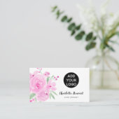 Pastel roze rozen waterverf event planner logo visitekaartje (Staand voorkant)